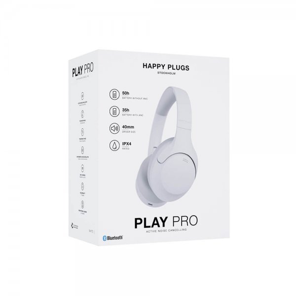 Happy Plugs Trådlösa Hörlurar Play Pro ANC Over-Ear Vit