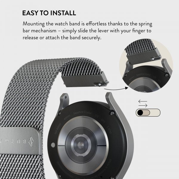 Burga Samsung Galaxy Watch 20mm Armband Metal Mesh Silver
