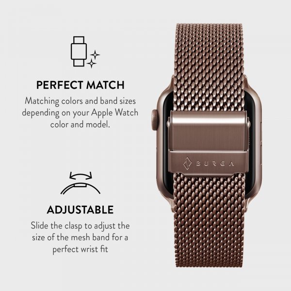 Burga Apple Watch 38/40/41/42mm Armband Mesh Elegance Roseguld