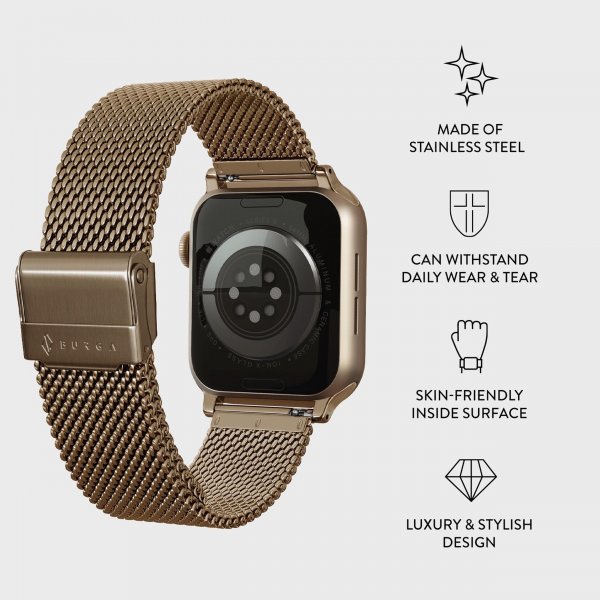Burga Apple Watch 38/40/41/42mm Armband Mesh Elegance Guld