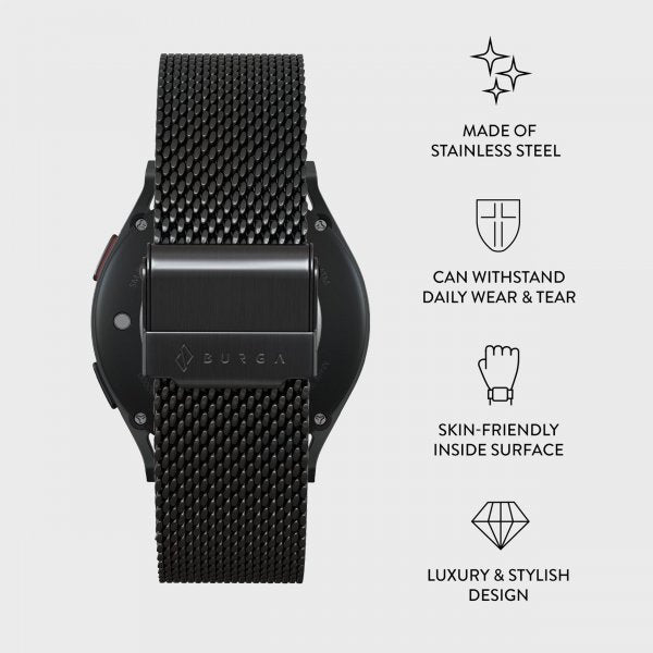 Burga Samsung Galaxy Watch 22mm Armband Mesh Elegance Svart