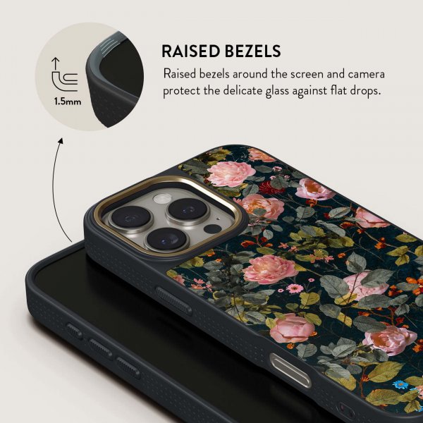 Burga iPhone 15 Pro Max Skal Elite Dark MagSafe Bloomy Garden