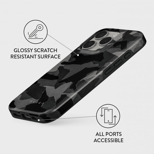 Burga iPhone 15 Pro Max Skal Tough MagSafe Night Black Camo