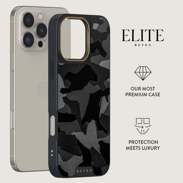Burga iPhone 14 Skal Elite Dark MagSafe Night Black Camo