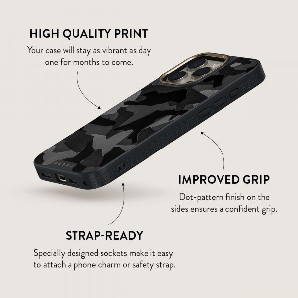 Burga iPhone 14 Skal Elite Dark MagSafe Night Black Camo