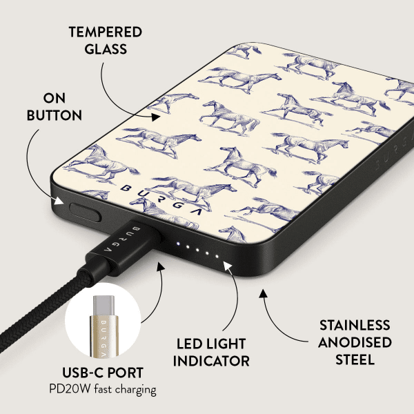 Burga Powerbank MagSafe 5000 mAh Derby Race Grå