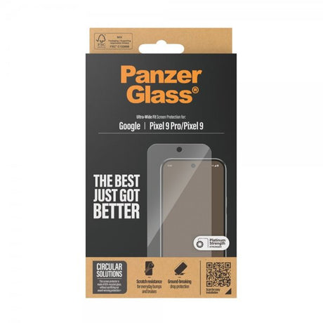 PanzerGlass Google Pixel 9/Pixel 9 Pro Skärmskydd Ultra-Wide Fit