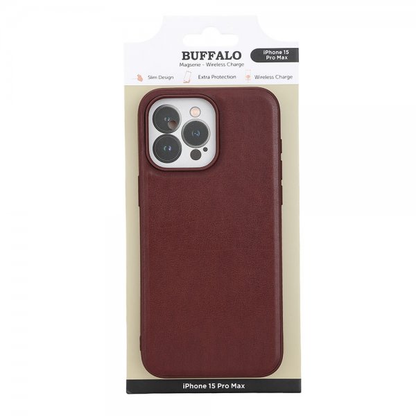 Buffalo iPhone 15 Pro Max Skal PU MagSeries Brun