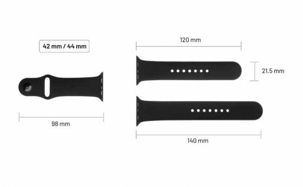 Fixed Apple Watch 44/45/46mm/Apple Watch Ultra Armband Silicone Strap Svart