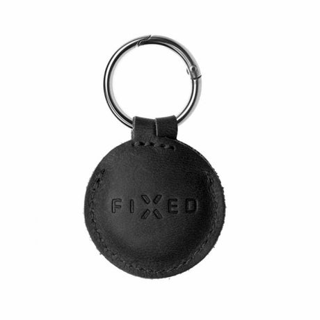 Fixed Apple AirTag Hållare Real Leather Keychain Case Svart
