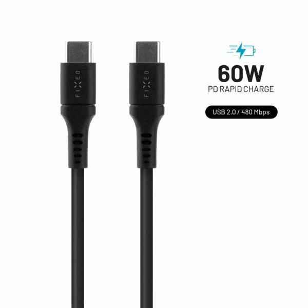 Fixed Kabel Liquid Silicone USB-C/USB-C 2m Svart