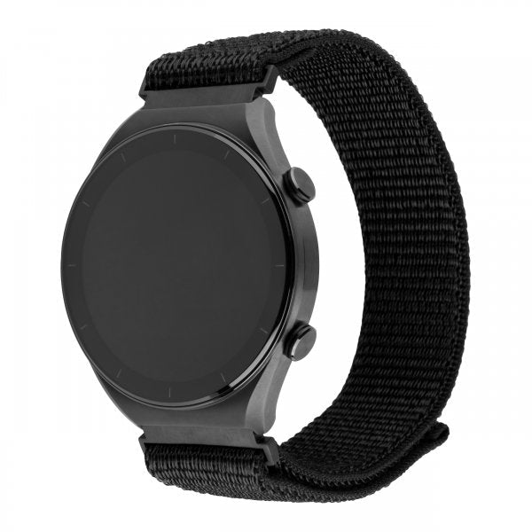Fixed Samsung Galaxy Watch 20mm Armband Nylon Sporty Strap Svart