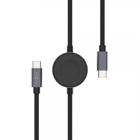 Fixed USB-C Kabel med Smartwatch-laddning 1.5m Svart