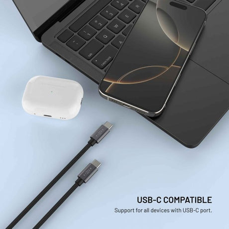 Fixed USB-C Kabel med Smartwatch-laddning 1.5m Svart