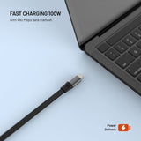 Fixed Utdragbar Kabel USB-C 100W 1m Svart