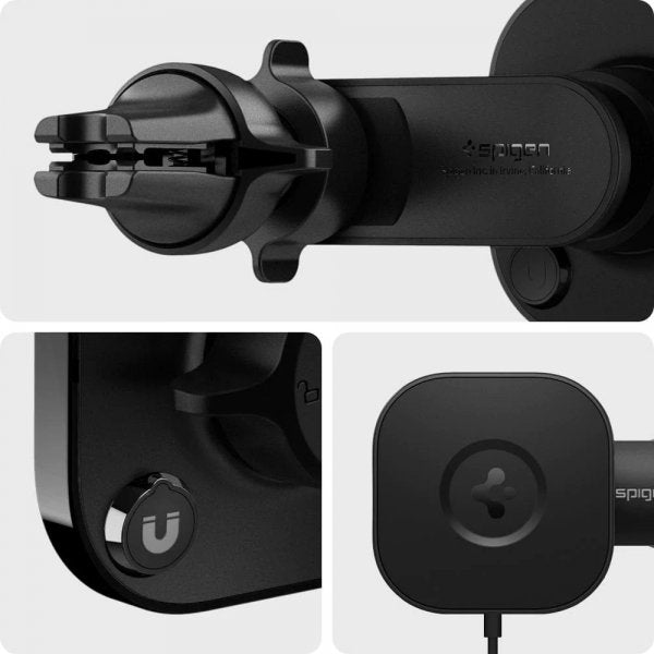Spigen Bilhållare OneTap Magnetic Car Mount Air Vent Wireless Charging Svart