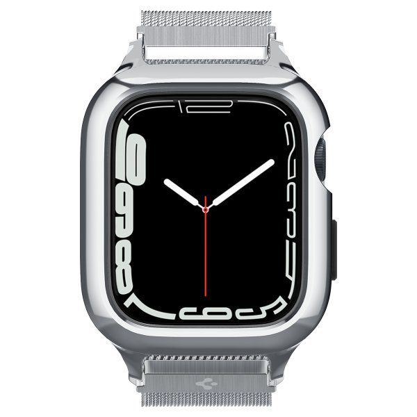 Spigen Apple Watch 45mm Skal med Armband Metal Fit Pro Silver