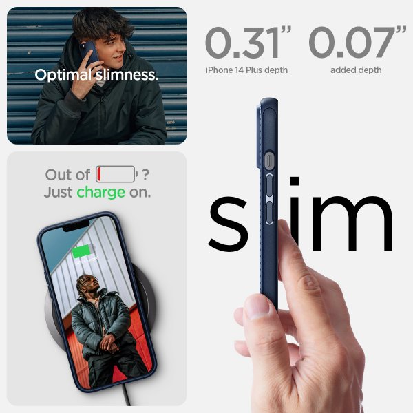 Spigen iPhone 14 Plus Skal Mag Armor MagFit Navy Blue