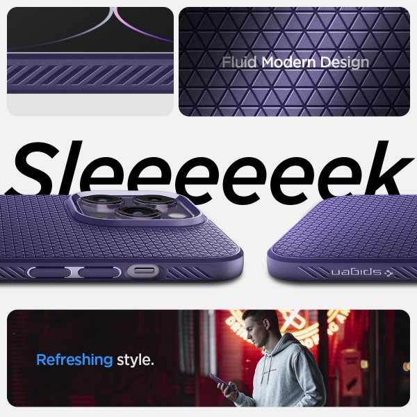 Spigen iPhone 14 Pro Skal Liquid Air Deep Purple