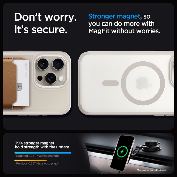 Spigen iPhone 15 Pro Max Skal Ultra Hybrid MagFit Frost Natural Titanium