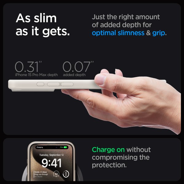 Spigen iPhone 15 Pro Max Skal Ultra Hybrid MagFit Frost Natural Titanium