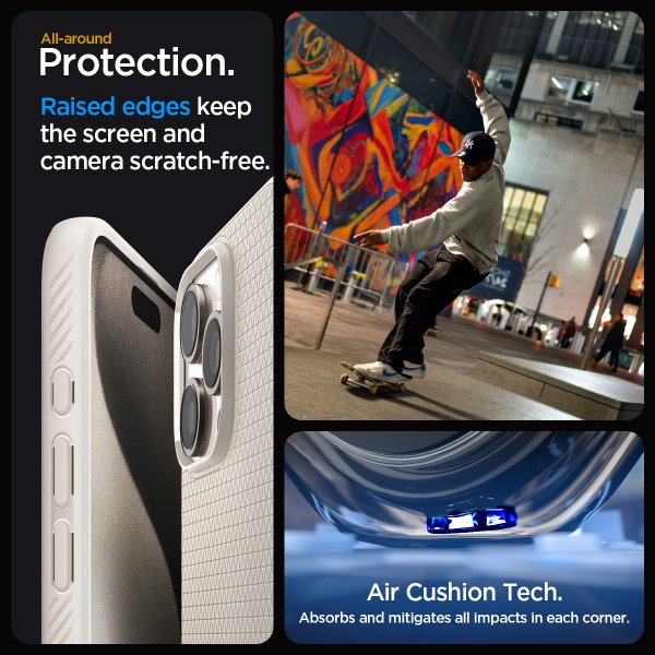 Spigen iPhone 15 Pro Max Skal Liquid Air Natural Titanium