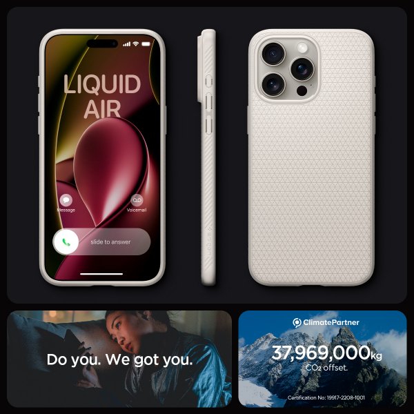 Spigen iPhone 15 Pro Max Skal Liquid Air Natural Titanium