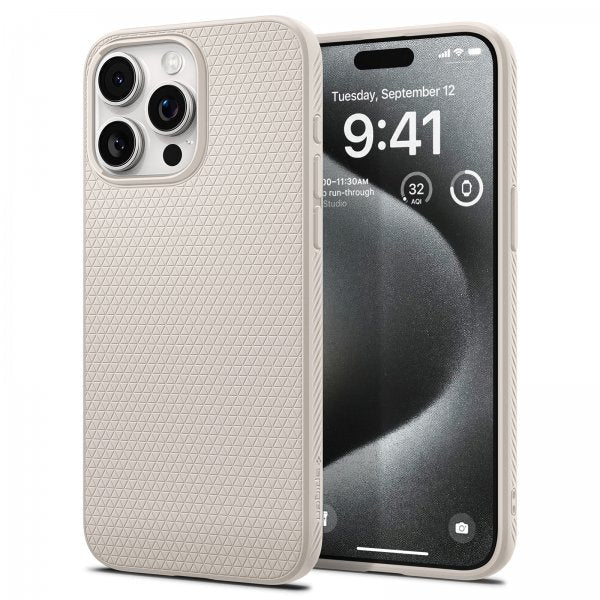 Spigen iPhone 15 Pro Skal Liquid Air Natural Titanium