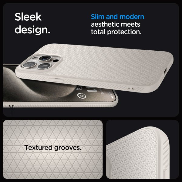Spigen iPhone 15 Pro Skal Liquid Air Natural Titanium