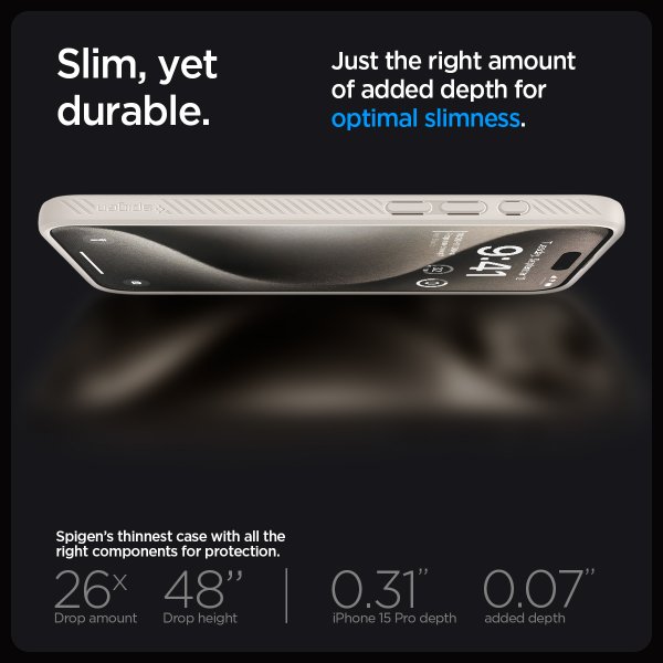 Spigen iPhone 15 Pro Skal Liquid Air Natural Titanium