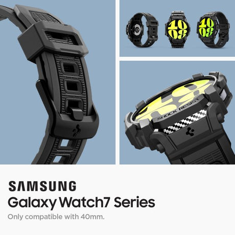 Spigen Samsung Galaxy Watch 7 40mm Armband och Skal Rugged Armor Pro Matte Black