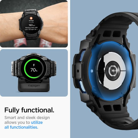 Spigen Samsung Galaxy Watch 7 40mm Armband och Skal Rugged Armor Pro Matte Black