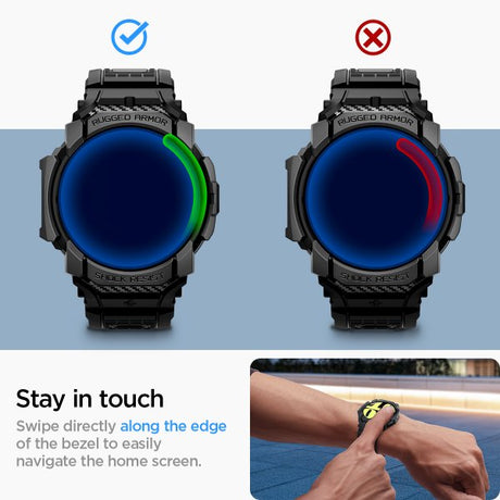 Spigen Samsung Galaxy Watch 7 40mm Armband och Skal Rugged Armor Pro Matte Black