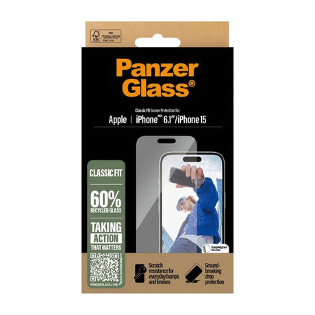 PanzerGlass iPhone 15/iPhone 16 Skärmskydd Classic Fit EasyAligner