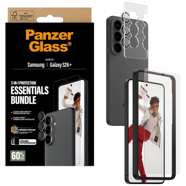 PanzerGlass Samsung Galaxy S26 Plus Skärmskydd och Kameraskydd 2-in-1 Bundle