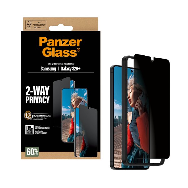 PanzerGlass Samsung Galaxy S26 Plus Skärmskydd Ultra-Wide Fit Privacy EasyAligner