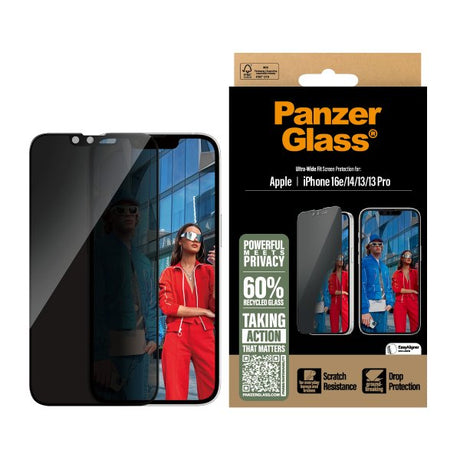 PanzerGlass iPhone 13/13 Pro/14/16e/17e Skärmskydd Ultra-Wide Fit Privacy EasyAligner