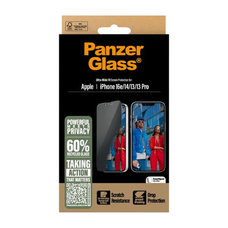 PanzerGlass iPhone 13/13 Pro/14/16e/17e Skärmskydd Ultra-Wide Fit Privacy EasyAligner