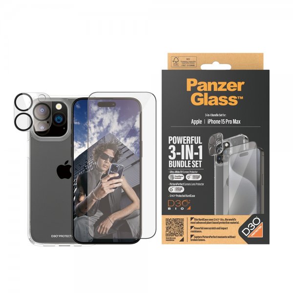 PanzerGlass iPhone 15 Pro Max 3-in-1 Bundle Set