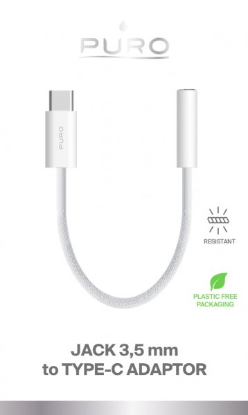 Puro Adapter USB-C till 3.5mm AUX Vit