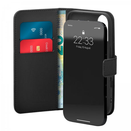 Puro iPhone 16 Fodral Wallet Stand Svart