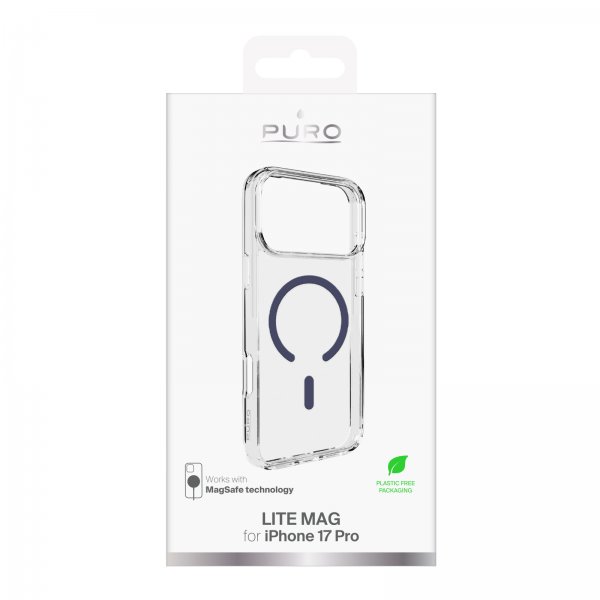 Puro iPhone 17 Pro Skal Lite Mag Transparent Blå