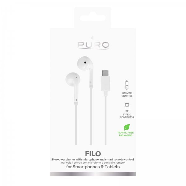 Puro Trådade Hörlurar Filo USB-C Vit