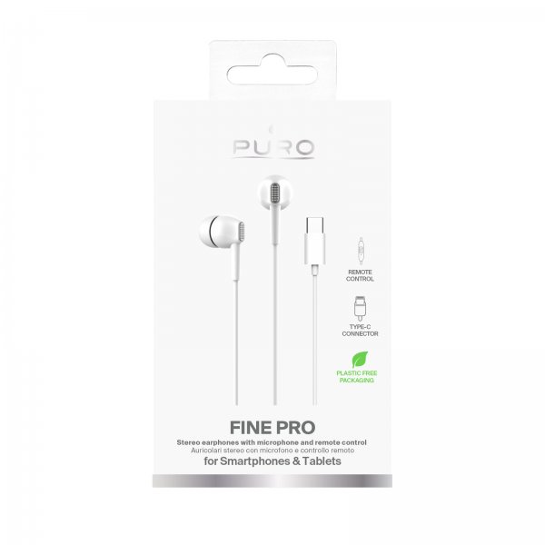 Puro Trådade Hörlurar Fine USB-C Vit