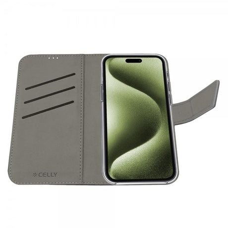 Celly iPhone 17 Fodral Wally Wallet Case Svart