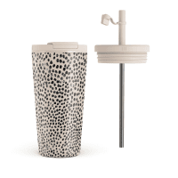 - Flaska - Termosmugg med Lock och Sugrör - Almond Latte
