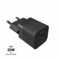 - Laddare - Mini PD Travel Charger USB-C & USB-A 20W - Svart