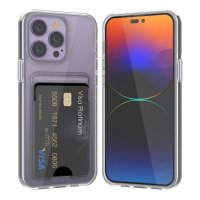 - iPhone 15 Pro - Skal - Korthållare - Transparent