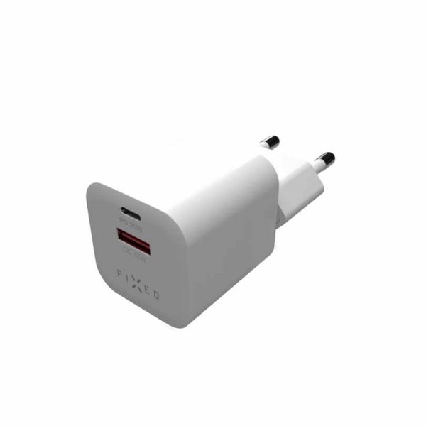 - Laddare - Mini PD Travel Charger USB-C & USB-A 20W - Vit