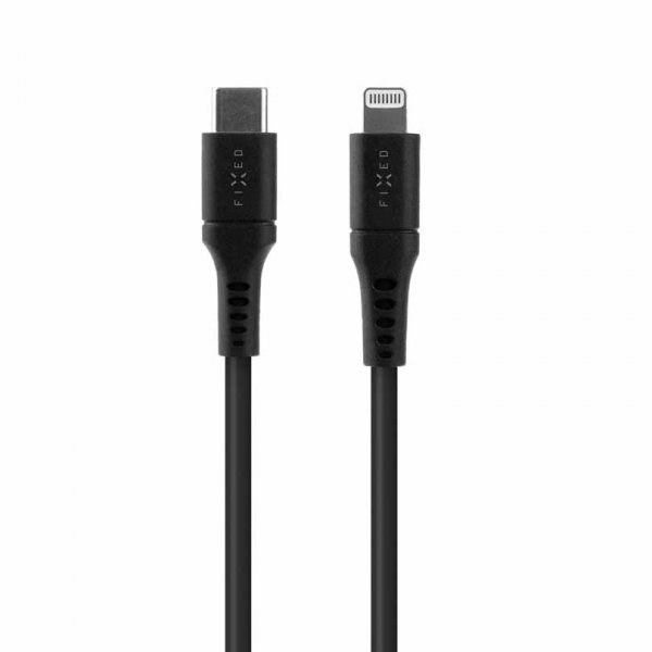 - Kabel - Liquid Silicone - USB-C/Lightning 1.2m Svart